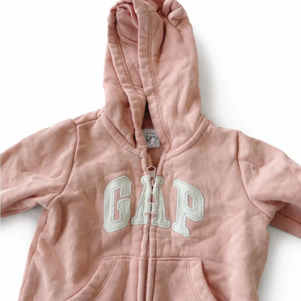 GAP Cozy Pink Hooded Footie for Kids Onesie Overall Infant Baby girl 6-12 mons